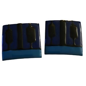 Vintage 70s Square Enamel Earrings 12
